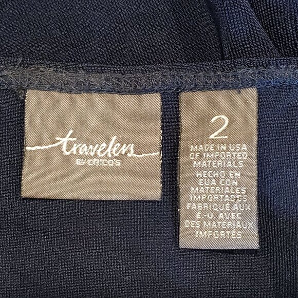 CHICO'S TRAVELESRS TUNIC BLUE LONG SLEEVE ACETATE SIZE 2(L) - Picture 7 of 9